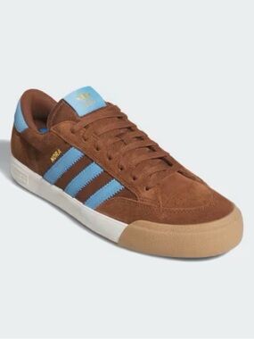 adidas Nora Brown Suede Sneakers with Light Blue Stripes